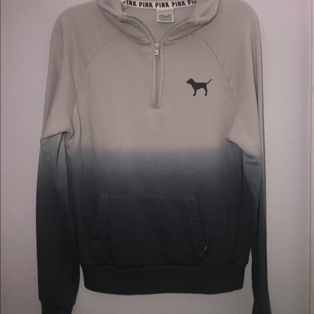 NWOT PINK blue and cream quarter zip